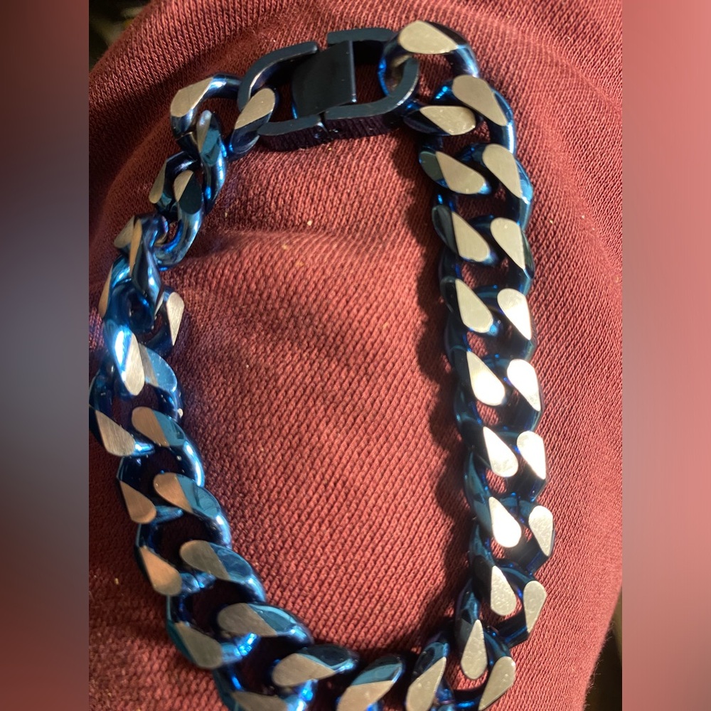 Blue silver stainless steel bracelet